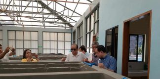 Gov. Arthur Defensor Jr., Provincial Administrator Raul Banias and Provincial Agriculture Office chief Dr. Ildefonso Toledo lead the inauguration of the crab hatchery in Concepcion, Iloilo on Aug. 31. I CHANNEL MULTIMEDIA PRODUCTION PHOTO