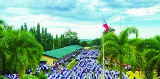 The Janiuay National Comprehensive High School suspended classes after an alleged mass hysteria. Photo shows students of the school during a flag ceremony in 2022. DEPED TAYO ILOILO FB