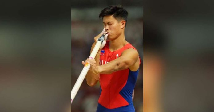 sports EJ_superimposed Filipino pole vaulter Ernest John Obiena captured the gold medal in the Internationales Stadionfest on Sunday night at the Olympiastadion in Berlin, Germany. PHOTO FROM EJ OBIENA FACEBOOK PAGE