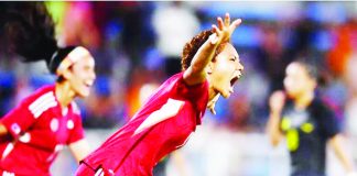 Filipinas’ Sarina Bolden had an early conversion against South Korea in the 19th Asian Games. GETTY IMAGES