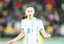 Sara Eggesvik scored twice to lead Filipinas to a 3-0 victory over Myanmar in the 19th Asian Games. PHOTO COURTESY OF AP