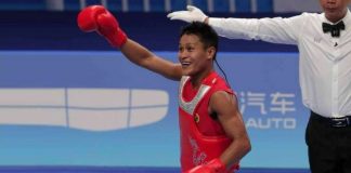 Ilonggo Arnel Mandal settles for a silver medal finish in the 19th Asian Games wushu men’s -56 kilogram. PHOTO COURTESY OF POC