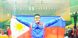 Ilonggo wushu bet Arnel Mandal, who ruled the men’s 52kg during the 2015 World Sanda Championships in Jakarta, Indonesia, will have a chance of delivering the country’s first-ever gold medal in the 19th Asian Games after reaching the finals of the men’s -56 kilogram category. FACEBOOK PHOTO