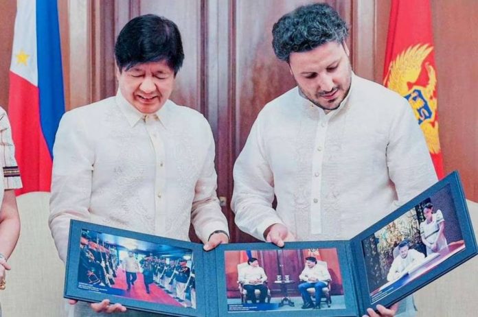 President Ferdinand Marcos Jr. and Montenegro Prime Minister Dritan Abazović. PRESIDENTIAL COMMUNICATIONS OFFICE HANDOUT