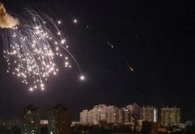 A Russian attack drone explodes in the night sky over Kyiv, the capital of Ukraine. REUTERS