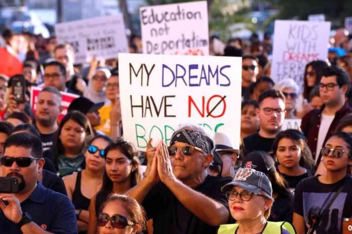 undocumented_resized Supporters of Deferred Action for Childhood Arrivals hold a protest rally in San Diego, California. REUTERS FILE