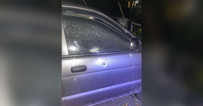 A losing candidate for barangay captain in Lambunao, Iloilo is suspected of strafing his opponent on Monday night, Oct. 30. Local police are investigating the scene and checking for spent shells. JANICE RABADON/FB