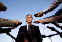 US Secretary of State Antony Blinken speaks to members of the media before leaving Cairo, Egypt. His emphasis on protecting civilians grew during his whirlwind tour of America’s Arab allies at the end of last week, visiting six countries in three days. REUTERS