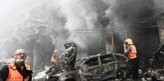 This video grab in the Gaza Strip shows firemen responding to a building destroyed by Israeli airstrikes. A burned car can also be seen in the foreground. The death toll in Israel due to militant group Hamas’ surprise attack over the weekend has surged to over a thousand. Gaza officials, on the other hand, reported 900 people killed so far on their side. Israel’s army said the bodies of roughly 1,500 Hamas militants had been found. BBC