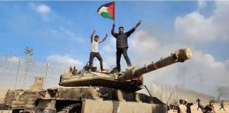 Palestinian Hamas militants were able to overcome Israel’s defenses in a shocking attack. Photo shows the militants celebrating after purportedly capturing an Israeli tank at Gaza Strip’s border with Israel. BBC, GETTY IMAGES
