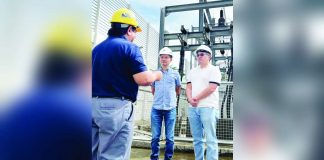 Cong. Mike Gorriceta (first from right) of Iloilo’s 2nd District and Cong. Kiko Benitez (center) of Negros Occidental’s 3rd District visit the facilities of MORE Electric and Power Corporation in Iloilo City to personally see the power distribution utility’s best practices. Gorriceta authored the franchise expansion bill for MORE Power to expand its service to Iloilo’s 2nd District. Benitez, on the other hand, is one of the authors of House Bill 9310 granting a franchise to Negros Electric and Power Corp to operate in Central Negros. Giving them a briefing is MORE Power’s president and chief executive officer Roel Z. Castro.
