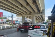 The Department of Public Works and Highways Region 6 stations survey teams beneath the Ungka flyover to primarily monitor any movements, especially on piers 4, 5, and 6. PN PHOTO