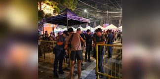 Multiple entry checkpoints scatter across six festival sites during the 2023 MassKara Festival celebration. The Bacolod City Police Office says the festivity has been generally peaceful. 96.7 XFM BACOLOD PHOTO