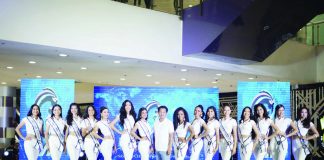 The 15 candidates for Miss Bacolod MassKara 2023 during their first official public presentation with Mayor Albee Benitez (center). The coronation will be held tonight at the University of Saint La Salle-Bacolod coliseum. MISS BACOLOD MASSKARA FACEBOOK