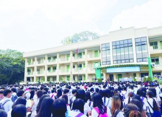 The Department of Education Region 6 assures the schools are safe and that learning will not be hampered if any untoward incident occurs. Photo shows the learners and personnel of the Alimodian National Comprehensive High School in Alimodian, Iloilo during a flag-raising ceremony on Sept. 4. ALIMODIAN NATIONAL COMPREHENSIVE HIGH SCHOOL PHOTO