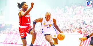 TNT Tropang Giga’s Rondae Hollis-Jefferson struggles with his shots against Chiba Jets. PHOTO COURTESY OF EASL