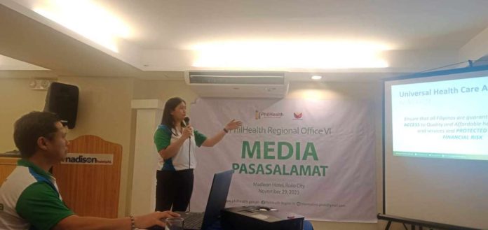 Jalbuna_resized Janimhe C. Jalbuna, head of the Public Affairs Unit of Philippine Health Insurance Corporation Region 6, gives updates on membership rates in the region and possible contribution adjustments on Wednesday, Nov. 29. IME SORNITO/PN