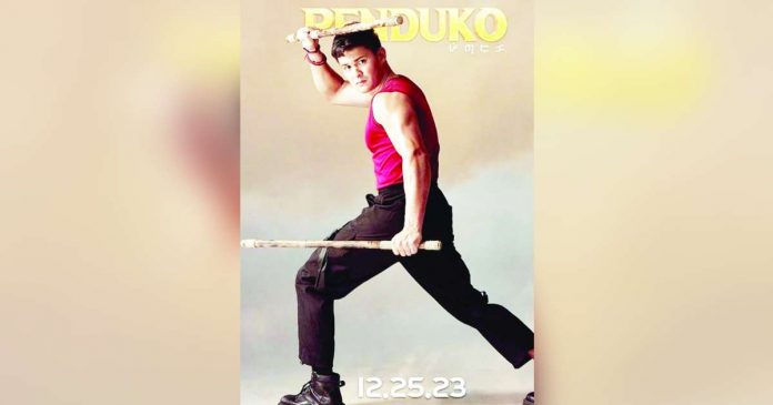 Matteo G_superimposed Matteo Guidicelli reveals one of his costumes for the upcoming action film "Penduko" â a red tank top paired with black pants.