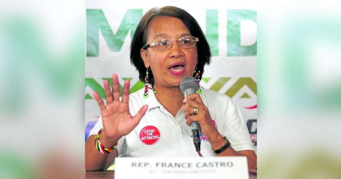 castro_superimposed The only reason why Vice President Sara Duterte no longer pushes for the allocation of confidential funds under her office is because people have reacted violently to it, says ACT Teachers’ Rep. France Castro. INQUIRER PHOTO