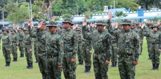 New police officers take their oath as members of the Police Regional Office 6 at the parade ground of Camp Martin Delgado in Iloilo City on Tuesday, Nov. 14. PRO-6 PHOTO