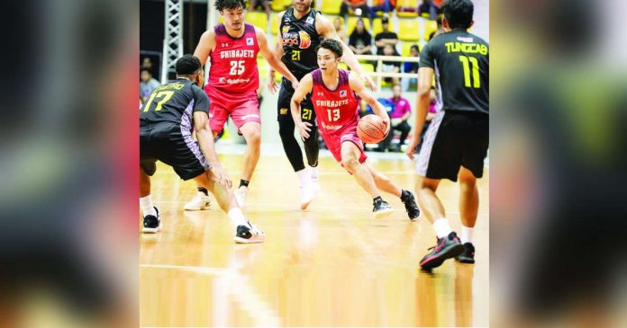 sports TNT_superimposed Chiba Jets’ Sota Okura (13) tries to dribble past the defense of TNT Tropang Giga’s Jayson Castro. PHOTO COURTESY OF EASL