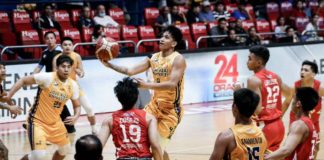 Jose Rizal University Heavy Bombers’ Agem Miranda splits the defense for a layup. PHOTO COURTESY OF NCAA/GMA SPORTS
