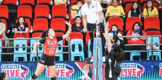 Ilongga Ma. Shaya Adorador of Chery Tiggo Crossovers attempts to push the ball to the side of Petro Gazz Angels. PVL PHOTO