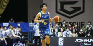 Kiefer Ravena finished with six points, five assists, and two rebounds in Shiga Lakes’ victory over the Ehime Orange Vikings in the Japan B.League Division 2. PHOTO COURTESY OF SHIGA LAKES