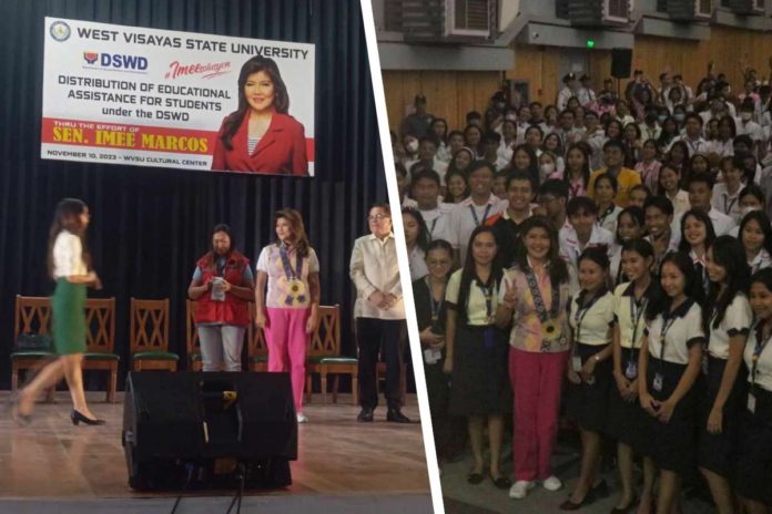 wvsu-cash-aid Sen. Imee Marcos leads the distribution of cash assistance to 2,000 students of West Visayas State University at the university’s main campus in La Paz, Iloilo City on Friday, Nov. 10. MARY JOY CAVAÑAS/PN
