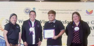 Information Officer Ace Balboa (third from left) received the certificate of recognition on behalf of the Public Affairs and Information Office of Bago City in Negros Occidental during the recent Western Visayas Information Officers' Yearend Conference and Awards. THE CITYBRIDGE (BAGO CITY NEWSLETTER)/FACEBOOK