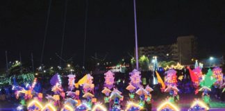 Students from STI-West Negros University during the Festival of Lights arena dance competition at the Bacolod City Government Center grounds on Dec. 2. BCD PIO