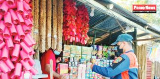 The Antique Police reminds the public of which firecrackers are prohibited for sale and use. In this file photo, a Bureau of Fire Protection personnel inspects a stall selling pyrotechnics in Iloilo City. PN FILE PHOTO