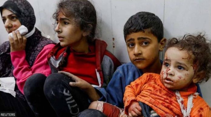 gaza.JPG_resized Young children take shelter inside Nasser hospital in Khan Younis, Gaza Strip. REUTERS
