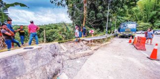 An Antique-bound bus overshot this permanent concrete barrier installed by the Department of Public Works and Highways in Barangay Igbucagay, Hamtic, Antique before plunging into a ravine. FEDERATION FIRE ILOILO FB PHOTO