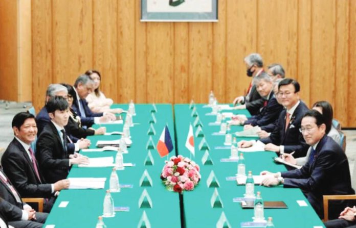 marcos_copy_resized President Ferdinand Marcos Jr. and Japanese Prime Minister Fumio Kishida begin their bilateral talks on Sunday at Kishida’s official residence, apart from the Commemorative Summit of Japan and the Association of Southeast Asian Nations also in Tokyo. REUTERS