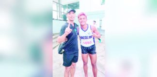 Bacolod City hurdler Mico Villaran with his head coach Miguel Arca. PHOTO COURTESY OF ADDY ARCA