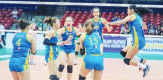 Players of Bacoor City Spikers Metro Land Builders Corp. celebrate after capturing the inaugural Maharlika Pilipinas Volleyball Association crown. MPVA PHOTO
