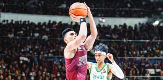 Negrense Harold Alarcon of University of the Philippines Fighting Maroons attempts a basket during Game 2 of their UAAP Season 86 men's basketball finals series against De La Salle University Green Archers on Sunday. UAAP PHOTO