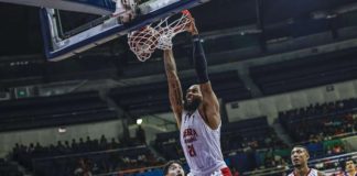 Barangay Ginebra San Miguel Kings import Tony Bishop soars for a two-handed dunk. PBA PHOTO