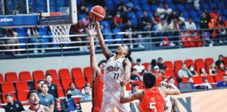 Chris Newsome delivers clutch baskets for Meralco Bolts in their overtime win against Ryukyu Golden Kings. PBA PHOTO