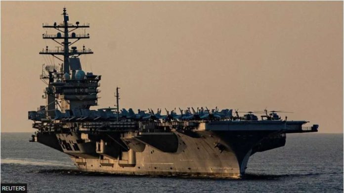 Helicopters from the USS Eisenhower responded to the second distress call from a Danish container ship in 24 hours. REUTERS