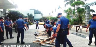 Over 100 illegal firecrackers and “boga” confiscated during the holidays were disposed of by the Guimaras Police Provincial Office on Sunday, Jan. 7. GPPO FACEBOOK PAGE