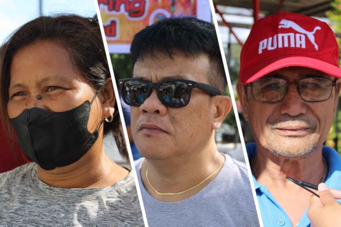 Vendors (from left) Jane Defensor, Arnel Distua and Eden Panisales are optimistic to gain higher earnings this Dinagyang Festival 2024. These three are among the 70 merchants authorized by the Iloilo provincial government to sell at the Gastronomic Food Festival and Bazaar on Muelle Loney Street, Iloilo City. AJ PALCULLO/PN