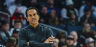 Erik Spoelstra is in his 29th season overall with the Miami Heat. He started in the Miami’s video room and eventually becoming a scout, then an assistant coach. PHOTO COURTESY OF NELL REDMOND/AP