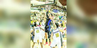 Strong Group Athletics-Philippines’ Andre Roberson attacks the defense of Al-Riyadi for a layup. PHOTO COURTESY OF UAE BASKETBALL