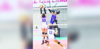 Ilongga Ana Franchessca Hermosura of Bacolod Tay Tung High School Thunderbolts smashes the ball against the defense. PHOTO COURTESY OF LIFE’S A SPORT FACEBOOK PAGE