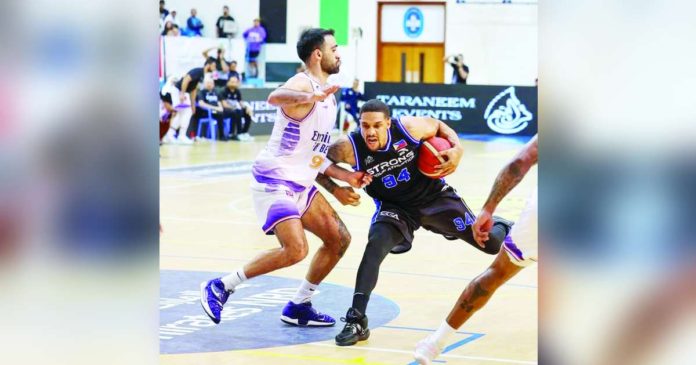 Strong Group Athletics-Philippines' McKenzie Moore creates separation from his Beirut Sports Club defender. PHOTO COURTESY OF UAE BASKETBALL ASSOCIATION
