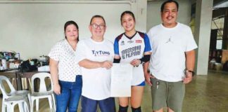 Bacolod Tay Tung High School Thunderbolts' Jothea Mae Ramos (second from right) has committed to join the University of the Philippines Fighting Maroons women's volleyball team for college. PHOTO COURTESY OF JOSE MONTALBO