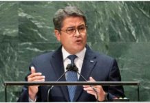 Honduran ex-president in court accused of leading ‘narco-state’ Honduran President Juan Orlando Hernandez Alvarado addresses the 76th Session of the United Nations General Assembly in New York City, September 22, 2021. REUTERS