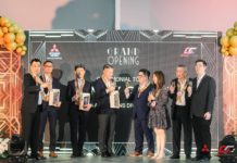 (L-R) Mr. Manny Gomez, Auto Loans Division Head of China Bank Savings leads Mr. Junichi Kinashi, Vice President of Aftersales Division, Mr. Takonobu Suzuki, Executive Vice President, Mr. Takeshi Hara, President & CEO of Mitsubishi Motors Philippines Corporation, Mr. Jan Andrew Po - President, Grand Canyon Multi Holdings, Inc., Mrs. Caroline Po, Comptroller, Grand Canyon Multi Holdings, Inc., Mr. Peter Po - Chairman, Grand Canyon Multi Holdings, Inc., and Mr. Ivan Herrick Po, Director, Corp. Human Resource and Payroll Services, Grand Canyon Multi Holdings, Inc. in a ceremonial toast during the grand opening of Mitsubishi Grand Canyon Iloilo last February 8, 2024.
